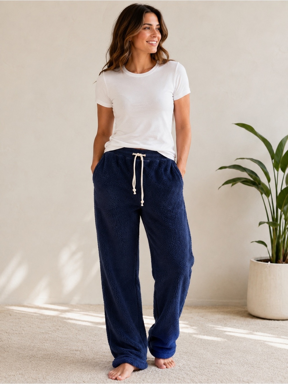 JW Anderson x Uniqlo Sherpa Fleece Lounge Pants Navy XXL Cozy Pull-On